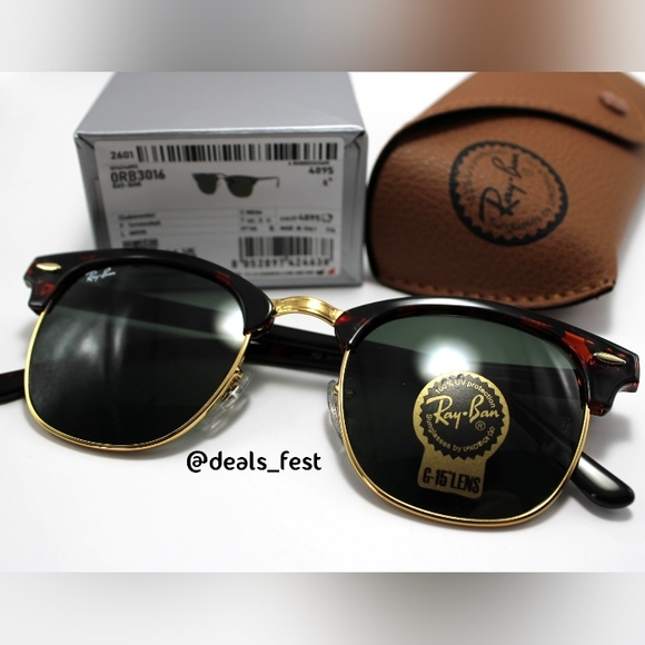 Model Display Ray-Ban Clubmaster Green G15 RB3016 Tortoise - Picture 5 of 17